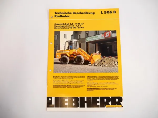 Prospekt Liebherr L506B Radlader Technische Beschreibung 1994 Label