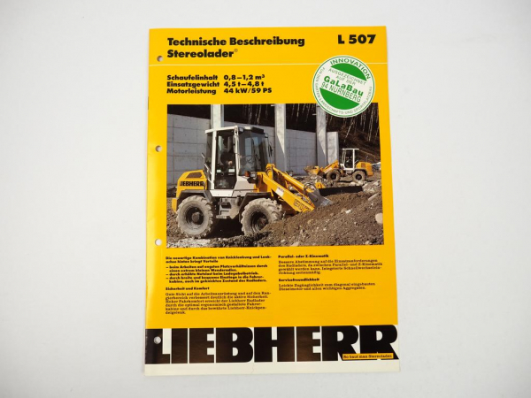 Prospekt Liebherr L507 Stereolader Technische Beschreibung 1995 Label