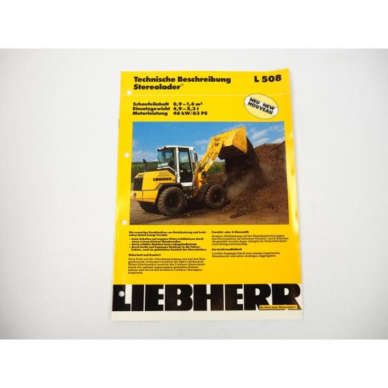 Prospekt Liebherr L508 Stereolader Technische Beschreibung 1995 Label