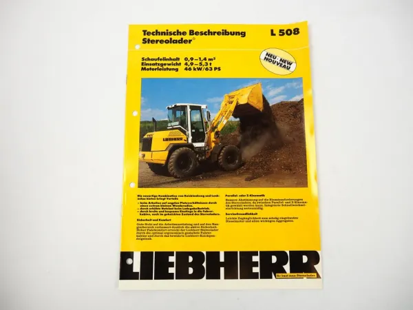 Prospekt Liebherr L508 Stereolader Technische Beschreibung 1995 Label