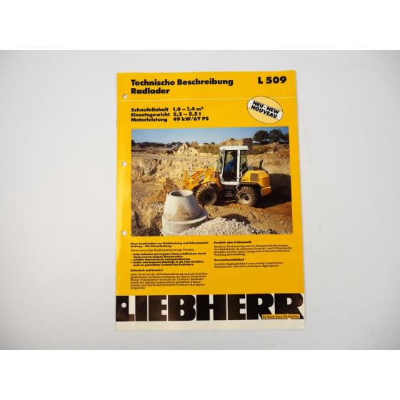 Prospekt Liebherr L509 Radlader Technische Beschreibung 1994 Label