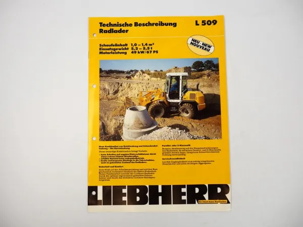 Prospekt Liebherr L509 Radlader Technische Beschreibung 1994 Label