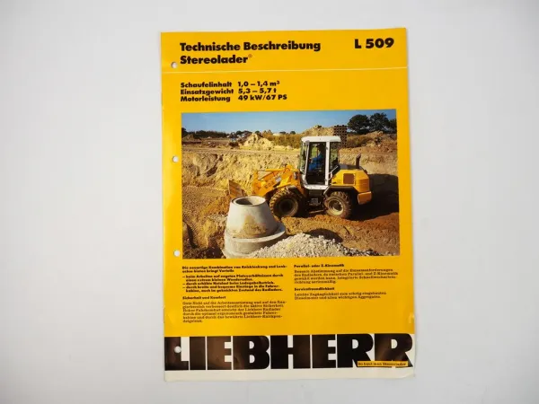 Prospekt Liebherr L509 Radlader Technische Beschreibung 1995 Label