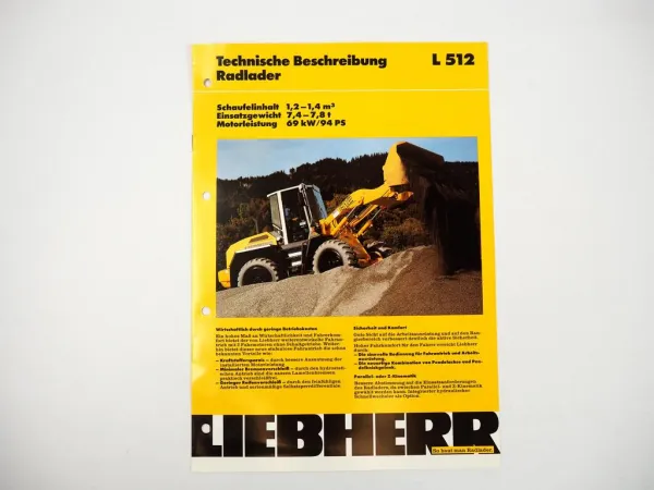 Prospekt Liebherr L512 Radlader Technische Beschreibung 1995 Label