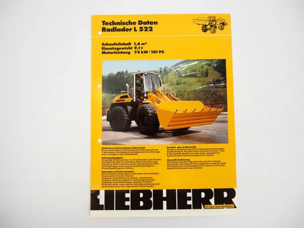 Prospekt Liebherr L522 Radlader Technische Daten 1992 Label