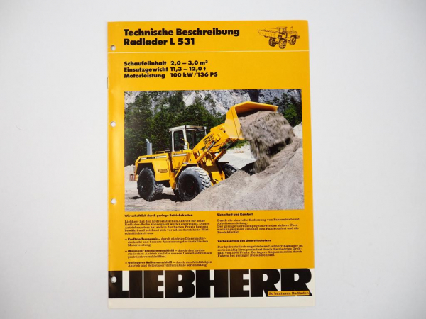 Prospekt Liebherr L531 Radlader Technische Beschreibung 1992 Label
