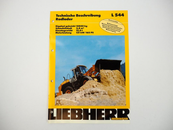 Prospekt Liebherr L544 Radlader Technische Beschreibung 1998 Label