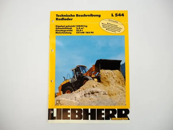 Prospekt Liebherr L544 Radlader Technische Beschreibung 1998 Label