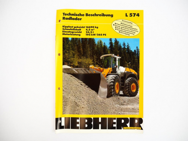 Prospekt Liebherr L574 Radlader Technische Beschreibung 1997 Label