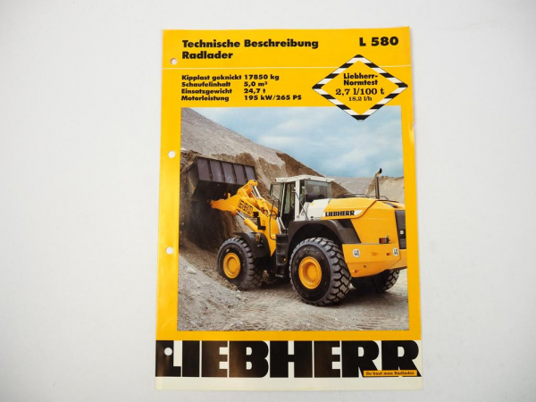 Prospekt Liebherr L580 Radlader Technische Beschreibung 2001 Label