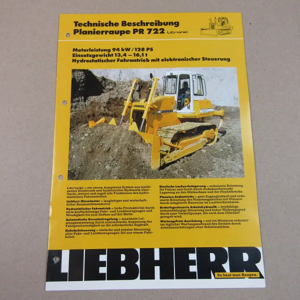 Prospekt Liebherr PR 722 Litronic 128 PS Planierraupe Technische Beschreibung 91