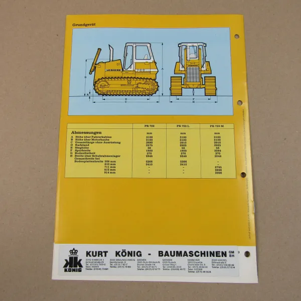 Prospekt Liebherr PR 722 Litronic Planierraupe Technische Beschreibung 1990