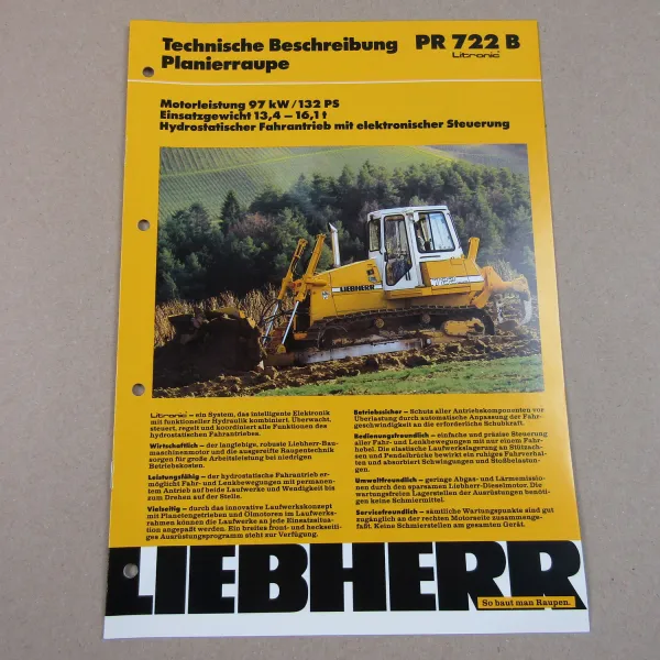 Prospekt Liebherr PR 722B Litronic Planierraupe Technische Beschreibung 1994