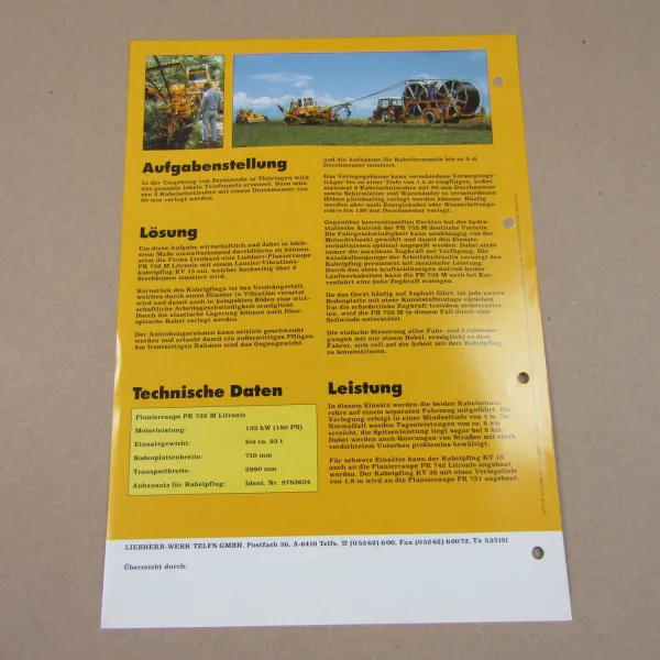Prospekt Liebherr PR 732 Litronic Planierraupe Einsatzbericht Lancier Kabelpflug