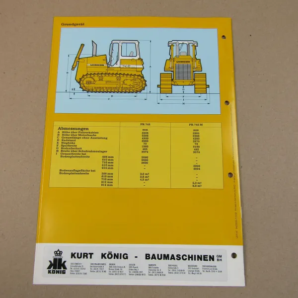 Prospekt Liebherr PR 742 Litronic Planierraupe Technische Beschreibung 1992