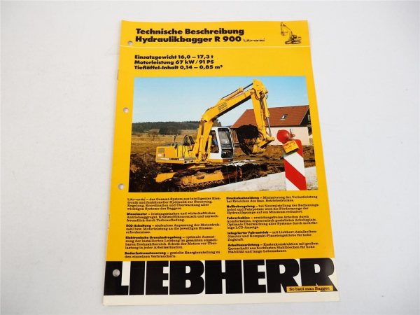 Prospekt Liebherr R 900 Litronic Hydraulikbagger Technische Beschreibung 1994