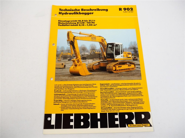 Prospekt Liebherr R 902 Litronic Hydraulikbagger Technische Beschreibung 1995