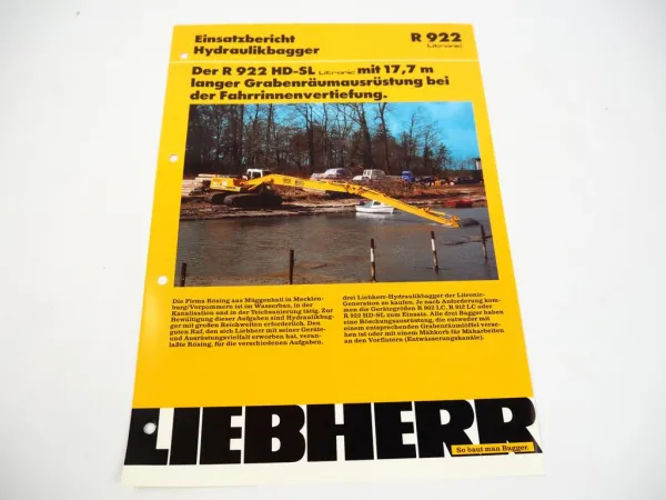 Prospekt Liebherr R 922 HD SL Litronic Grabenräumausrüstung Einsatzbericht 1993