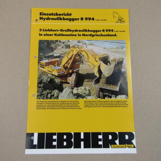 Prospekt Liebherr R 994 Litronic Bagger Einsatzbericht Kohlemine Griechenland 90