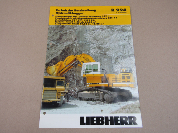 Prospekt Liebherr R 994 Litronic Hydraulikbagger 11/2002 Technische Beschreibung