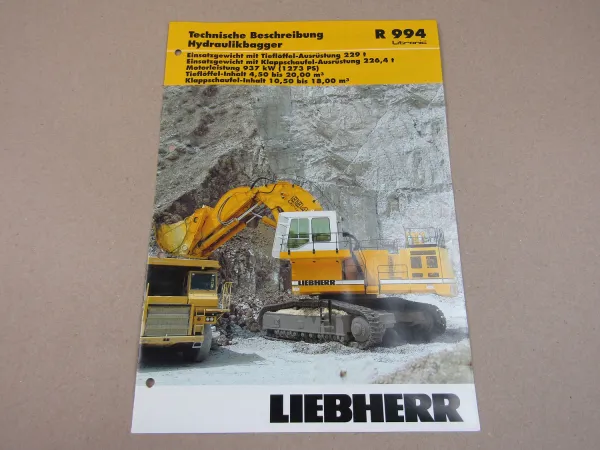 Prospekt Liebherr R 994 Litronic Hydraulikbagger 11/2002 Technische Beschreibung