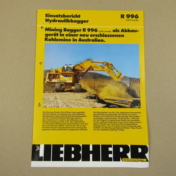 Prospekt Liebherr R 996 Litronic Bagger Einsatzbericht Kohlemine Australien