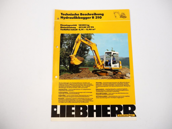 Prospekt Liebherr R310 Hydraulikbagger Technische Beschreibung 1991 Label
