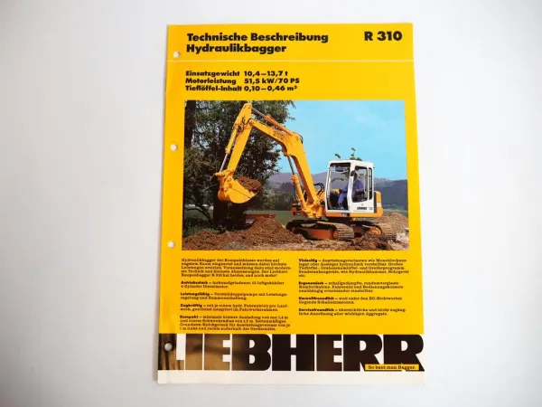 Prospekt Liebherr R310 Hydraulikbagger Technische Beschreibung 1994 Label