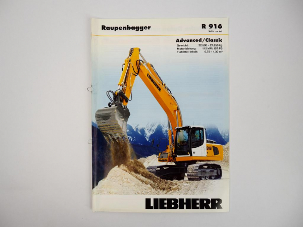 Prospekt Liebherr R916 Litronic Raupenbagger Technische Beschreibung 2009