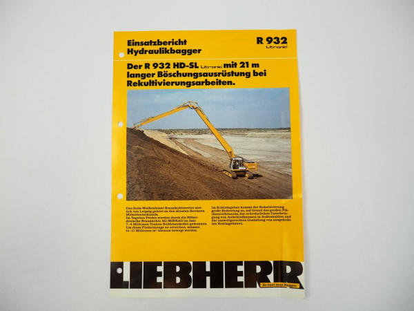 Prospekt Liebherr R932 Hydraulikbagger Einsatzbericht Rekultivierung Profen 1995