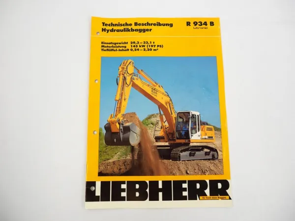 Prospekt Liebherr R934B Litronic Hydraulikbagger Techn. Beschreibung 2002