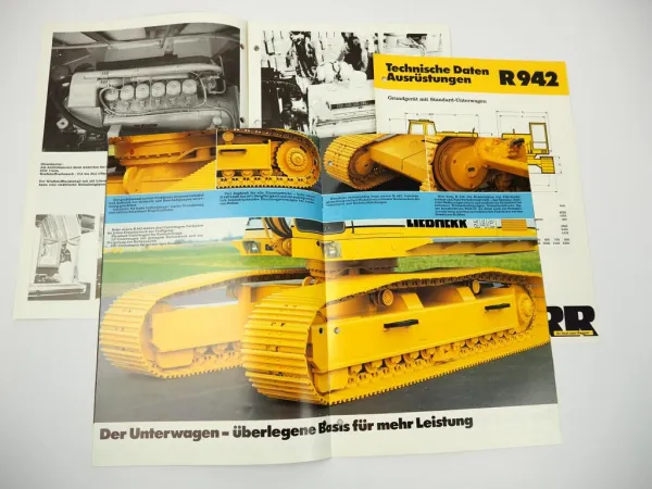 Prospekt Liebherr R942 Hydraulikbagger + Technische Daten 1980