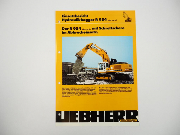 Prospekt Liebherr R954 Hydraulikbagger Einsatzbericht Schrott Intech Berlin 1993