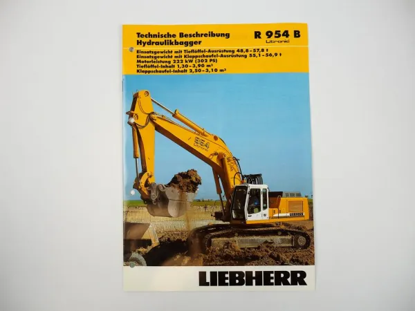 Prospekt Liebherr R954B Litronic Hydraulikbagger Techn. Beschreibung 2003 Label
