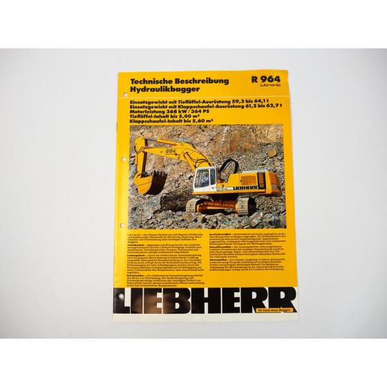 Prospekt Liebherr R964 Litronic Hydraulikbagger Technische Beschreibung 10/94