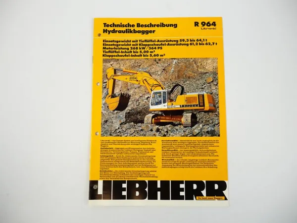 Prospekt Liebherr R964 Litronic Hydraulikbagger Technische Beschreibung 1994