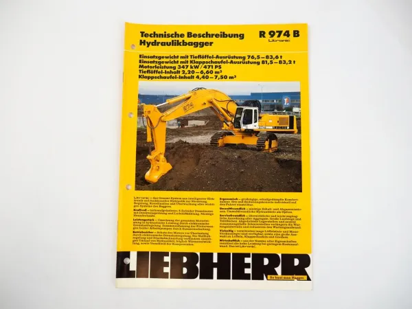 Prospekt Liebherr R974B Litronic Hydraulikbagger Technische Beschreibung 11/95