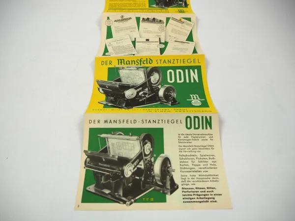 Prospekt Maschinenfabrik Mansfeld Leipzig Stanztiegel Odin 1930er Jahre