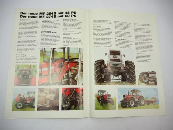 Prospekt Massey Ferguson MF254S MF274S Schlepper 45/60 PS 1984
