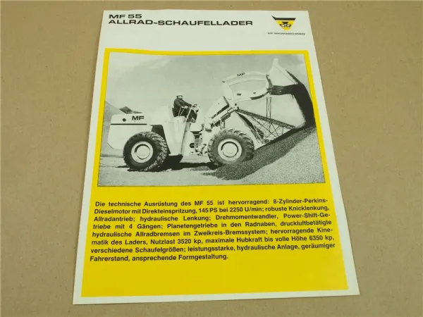 Prospekt Massey Ferguson MF55 Allrad Radlader 1969