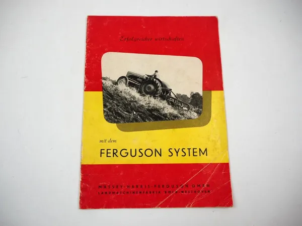 Prospekt Massey Ferguson TE-D TE-F Schlepper Anbaugeräte 1954