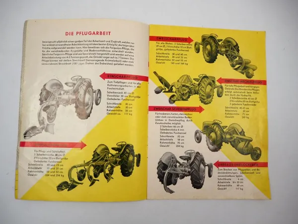 Prospekt Massey Ferguson TE-D TE-F Schlepper Anbaugeräte 1954