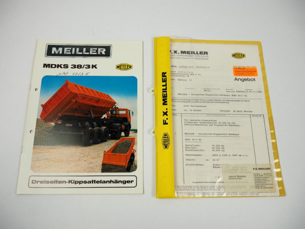 Prospekt Meiller MDKS 38/3K Dreiseiten-Kipp-Sattelanhänger Angebot 1981