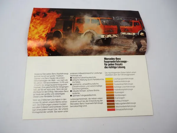 Prospekt Mercedes Benz Feuerwehrfahrzeuge Gesamtprogramm 1978