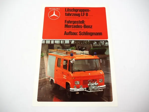Prospekt Mercedes Benz LF508D Feuerwehrfahrzeug LF8 Aufbau Schlingmann 1979