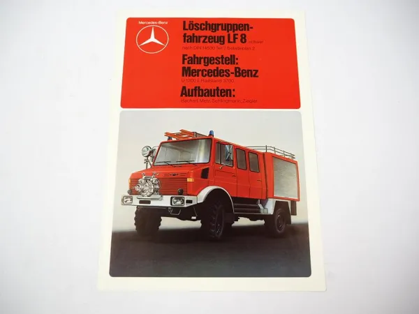 Prospekt Mercedes Benz Unimog U1300L Feuerwehrfahrzeug LF8 1979