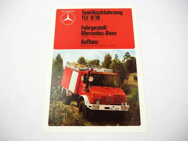 Prospekt Mercedes Benz Unimog U1300L Feuerwehrfahrzeug TLF8 1979
