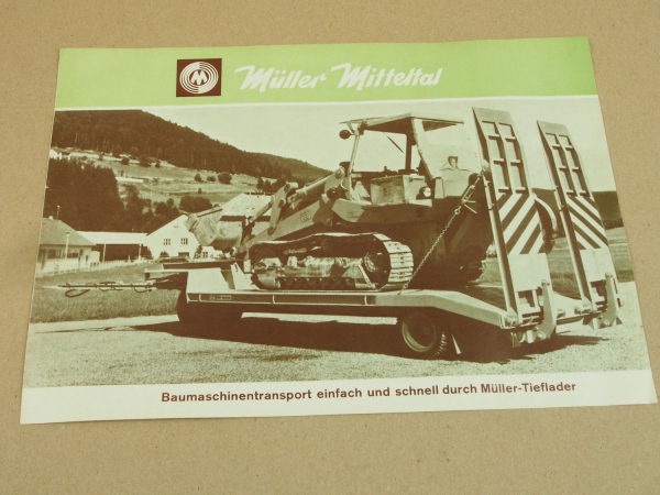 Prospekt Müller Mitteltal Baumaschinentransport Tieflader von 1967