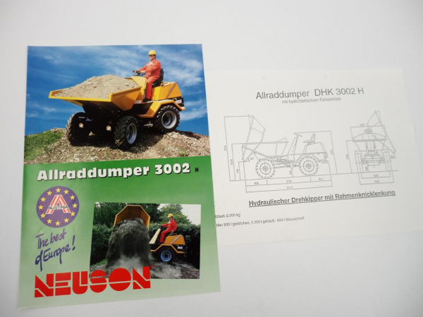 Prospekt Neuson 3002H Allrad Dumper mit Maßzeichnung 1995