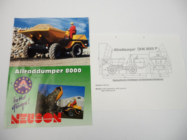 Prospekt Neuson 8000 Allrad Dumper mit Maßzeichnung 1995